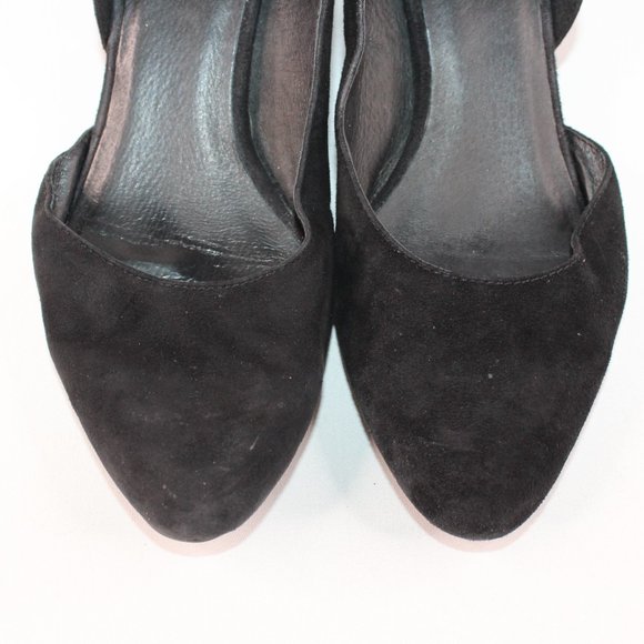 Eileen Fisher Black Suede Low Wedge Heels - Picture 8 of 12
